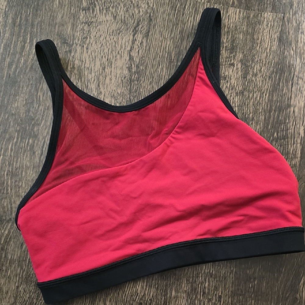 LULULEMON Athletica Sz 4 Women's Red and Black‎ Sports Bra Sheer Straps